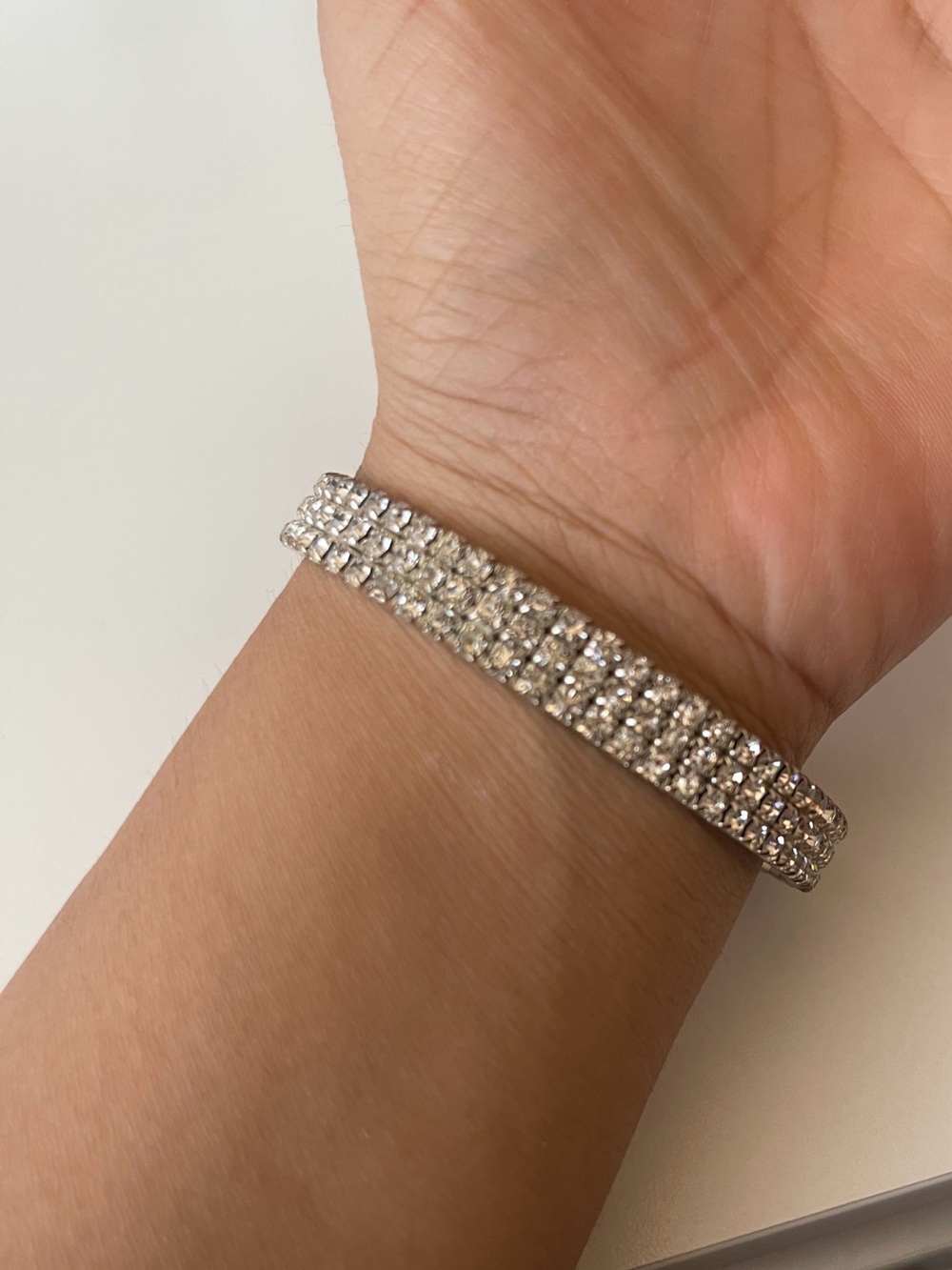 Classic Silver-Tone Crystal Tennis Bracelet